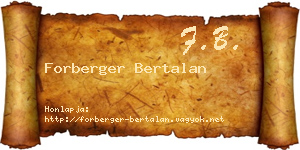 Forberger Bertalan névjegykártya